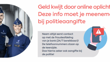 Flyer Febelfin: alle informatie voor politieaangifte bij online oplichting